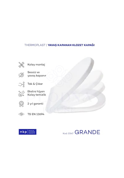 D-Form Grande Thermoplast Yavaş Kapanan Klozet Kapağı