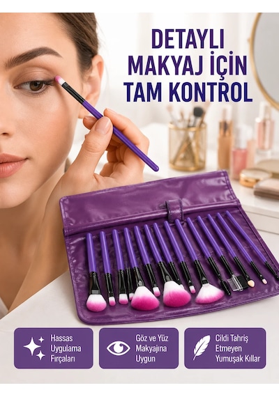 Fondöten, Allık Ve Far Uygulamalarına Uygun 12 Parça Makyaj Fırça Takımı Ergonomik Saplı 57075566