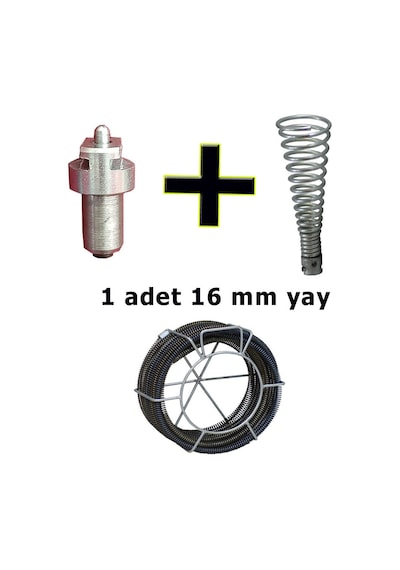 Kanal Açma Seti 16 Mm Yay + Matkap Ucu + 1 Adet Başlık