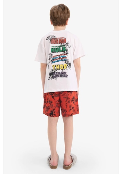 Defacto Erkek Çocuk Marvel Comics Pijama Takımı Kısa Kollu Üst Şort E2702a825hswt34 Beyaz