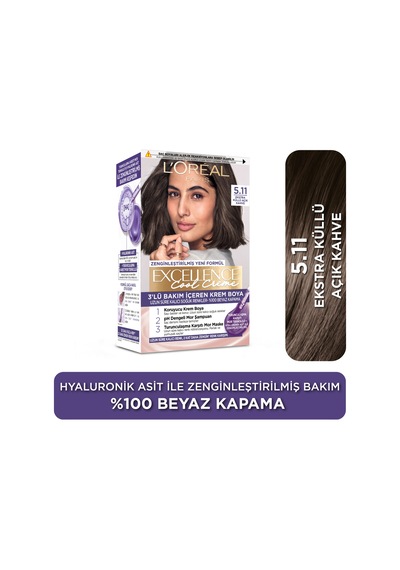 L Oréal Paris Excellence Cool Creme 5.11 Ekstra Küllü Açık Kahve Saç Boyası