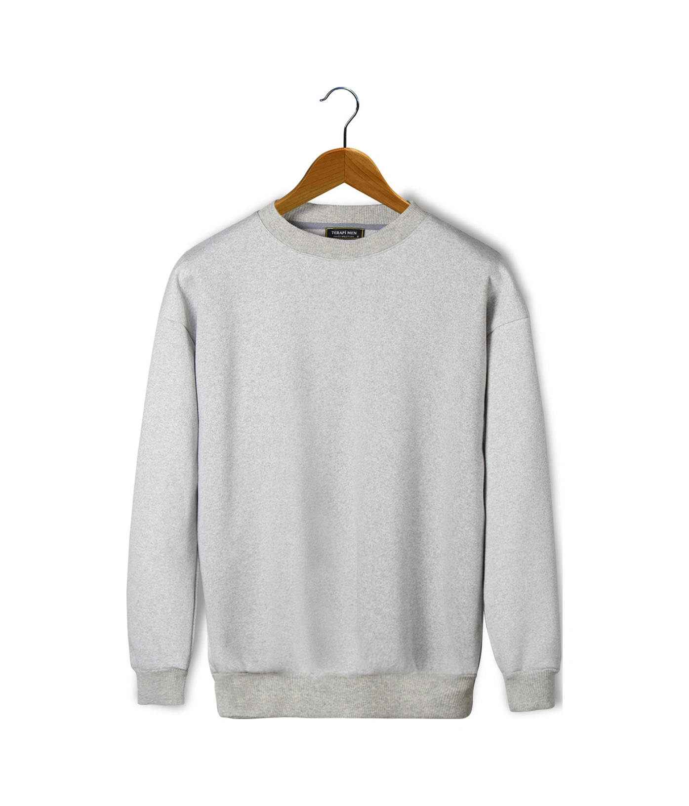 Veaven Unisex Gri Oversize Kalın Üç Iplik Şardonlu Bisiklet Yaka Basic Sweatshirt Gri