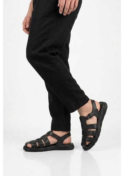 Pierre Cardin Siyah Hakiki Deri Erkek Günlük Sandalet Pc-7462 M