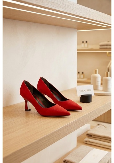 Shoetek Vienatta Kadın Stiletto İnce Topuklu Kırmızı Saten