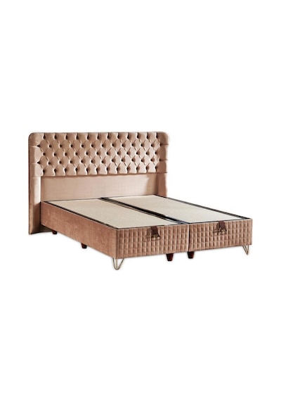 Elegance Lüks Baza Ve Başlık Seti 90x190 Cm Tek Kişilik Krem Babyface Kumaş Baza Ve Başlık Takımı