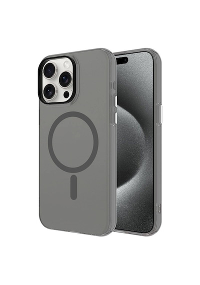 Kilifone - Apple Uyumlu iPhone 15 Pro - Kılıf Sert Kablosuz Şarj Destekli Buzlu C-pro Magsafe Kapak - Koyu Gri