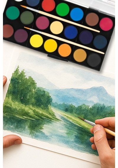 Faber-Castell Suluboya 21 Renk, Büyük Boy, Geniş Renk Yelpazesi, Parlak Canlı ve Örtücü Renkler