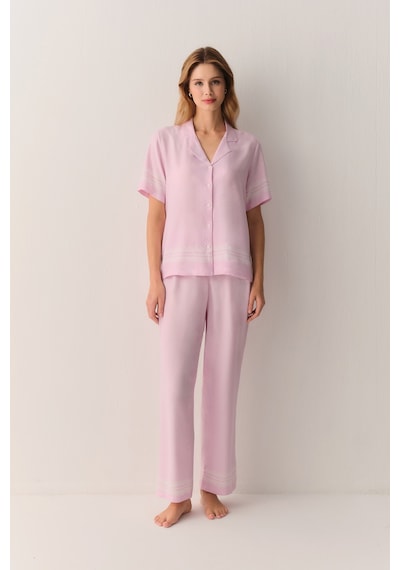 Suwen Cute Gömlek Yaka Pijama Takımı Sh26501660b334 Pembe