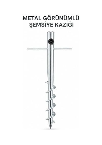 Metal Görünümlü Şemsiye Kazığı 46 Cm / 30 Mm Çap Gümüş