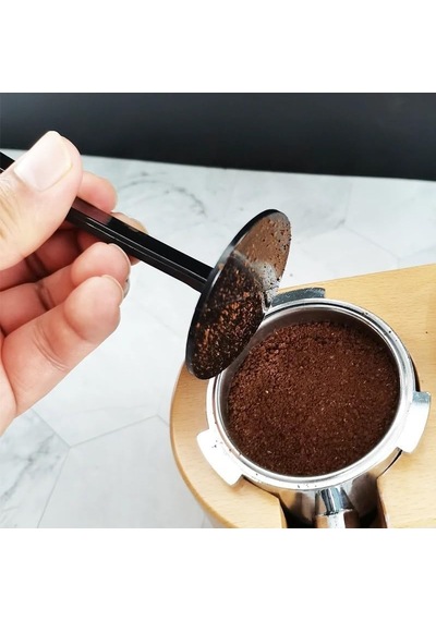 Espresso Makinesi Uyumlu Kahve Ölçü Kaşığı, Siyah Plastik, 1 Adet, 50 Mm Çelik