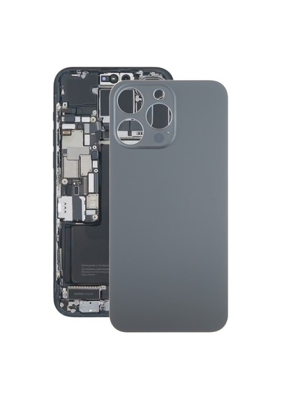 Rogfer Apple Uyumlu iPhone 15 Pro Max İçin Cam Pil Arka Kapağı Siyah Siyah Siyah