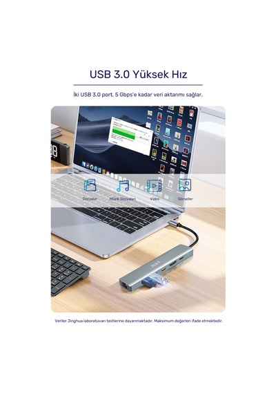 Type-c 6sı 1 Arada Hub Adaptör, 4k Hdmı, Rj45 Gigabit Ethernet, Pd 100w Şarj, 2 Usb 3.0 Port, Macbook Laptop Tablet Uyumlu, Metal Gövde Docking Station N855