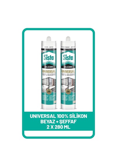 Sista Universal Silikon, Beyaz + Şeffaf, 2 X 280 Ml