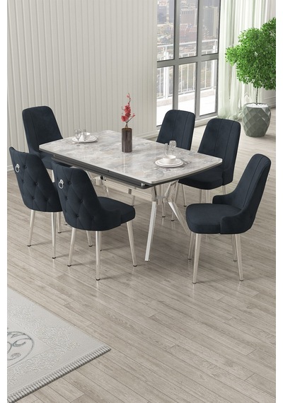 Canisa Nis Serisi 89x150 Açılabilir Lak Panel Rampla Gri Krom Ayak Masa Takımı Ve 6 Antrasit Sandalye Masa Rampla Gri Sandalye Antrasit Krom Ayak Canisa Nis Serisi 89x150 Açılabilir Lak Panel Rampla Gri Krom Ayak Masa Takımı Ve 6 Antrasit Sandalye Masa Rampla Gri Sandalye Antrasit Krom Ayak