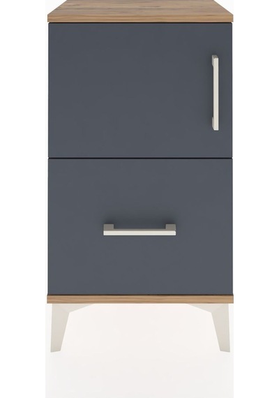 Arges Komodin Tek Raflı Tek Çekmeceli Tek Kapaklı 44x30x80 Çam-antrasit Atlas Çam