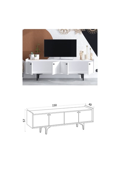 Decormet Atlas Tv Sehpası Dec0043 Beyaz Diğer