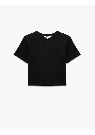Koton Pamuklu Slim Fit Kısa Kollu Bisiklet Yaka Tişört Siyah 6wak50115ek SIYAH