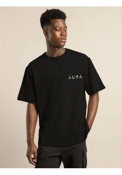 Moda Assema Erkek Bisiklet Yaka Baskılı Kısa Kol Oversize T-shirt - Siyah Çok Renkli