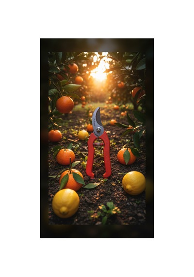 18 Cm Karbon Çelik Naranciye Makası Kırmızı Saplı - Portakal Mandalina Limon Hasat Makası