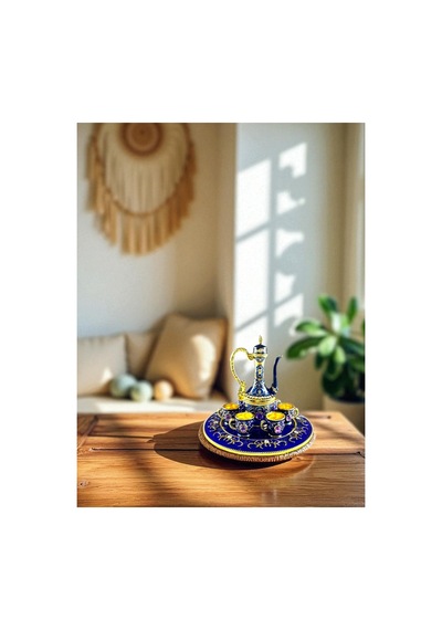 Taş Detaylı Dekoratif Likör Takımı 8 Parça Mıknatıslı Tepsi Üzerinde Sabit Taşlı Takım 10x8 CM 728352589