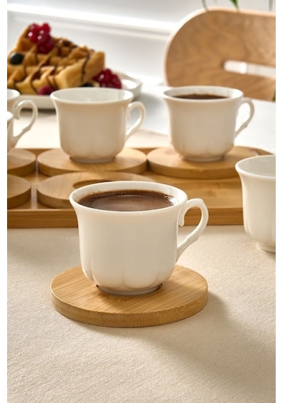 Karaca  Bambu Tepsili 6 Kişilik Kahve Fincanı 90 Ml