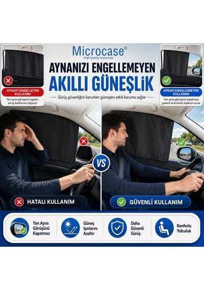 Oto Yan Cam Güneşlik Perdesi 77x45 Cm 2 Adet - Al5634 Genel