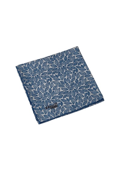 Mim Eşarp Ebruli Prime Pamuk Comfort Desenli Eşarp 90x90 Cm - Yaprak Desenli Mavi