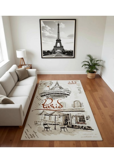Dinarsu Halı Klasik Serisi %100 Akrilik Paris Desenli 125 X 200 Bej Rengi Bej