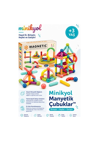 Manyetik Çubuklar 25 Parça Renkli Manyetik Yapı Blokları Zekâ Ve Tasarım Oyuncağı-büyük Kutulu