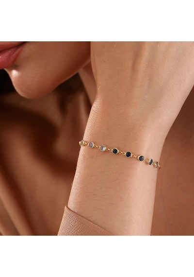 Queen Silver Jewelry 925 Ayar Gümüş Mavi Renk Geçişli Zirkon Taşlı Tamtur Bileklik Altın