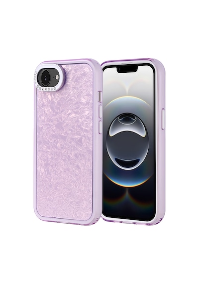 Ekılıf - Apple Uyumlu iPhone 16e - Kılıf Taşlı Tasarımlı Koruyucu Kapi Kapak - Lila - T36957 Lila