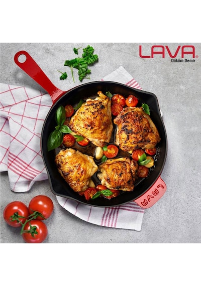 Lava Döküm Kızartma Tavası 28 CM Kırmızı