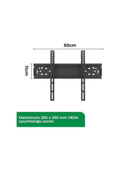 Hdx8704 Sabit Tv Askı Aparatı 43-60 İnç Orta Ve Büyük Ekran Duvara Montaj Aparatı - 50 Kg Taşıma Kapasitesi, Maksimum 250x250 Mm Vesa Uyumlu, Siyah Metal