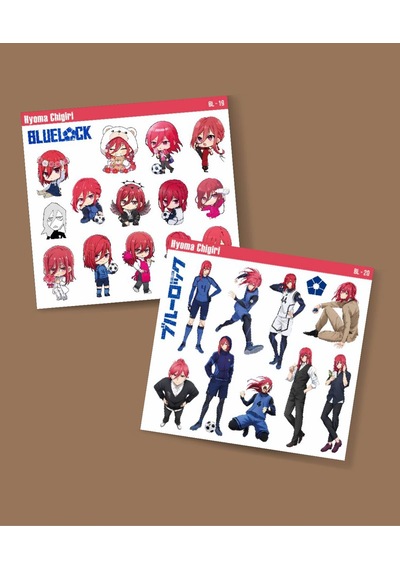 Parlak Kağıt -2li Hyoma Chigiri-bluelock-parlak Kağıt -2li Sticker Set-telefon Süsleme Blue Lock Kırmızı
