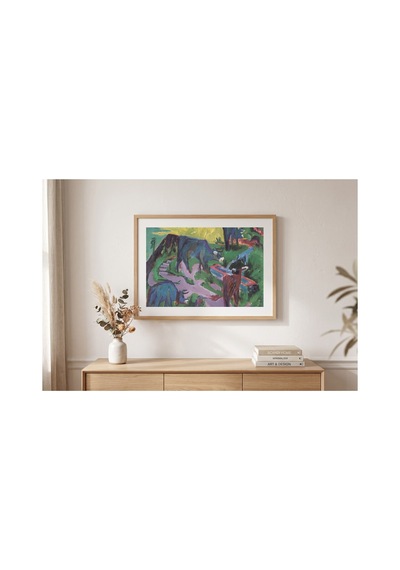 Modern Sanat Kirchner Gün Batımında İnekler Çerçevesiz Poster 21x30 Cm A4 Tablo Modern Sanat