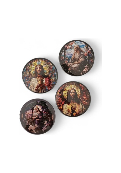 Aziz İsa Magnet Set 1 - 4'lü Jesus Christ Magnet Karışık Renkli