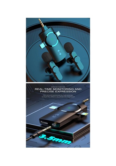 Lexroo Apera Gn-02 Profesyonel Kablosuz 2 Adet Mikrofon 3 Port 3.5mm Aux Apple iPhone Uyumlu Type-c