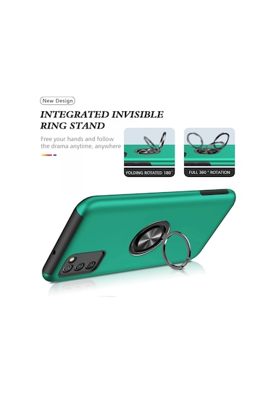 Ilkeshop Newface Samsung Galaxy Uyumlu A02s Kılıf Elit Yüzüklü Kapak - Yeşil