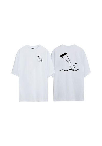 Thewert Unisex Yaratıcı Uçurtmalar Ön Arka Baskılı Beyaz Oversize T-shirt