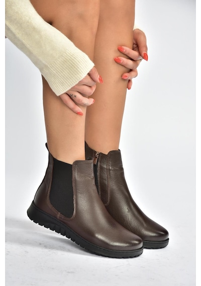 Fox Shoes V324501103 Kahverengi Hakiki Deri Kadın Bot Kahverengi-hakiki Deri