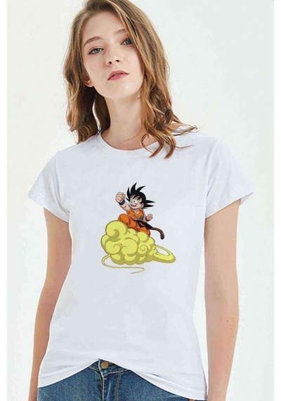 Anime Dragon Ball Baskılı Beyaz Kadın Tshirt (534308147)