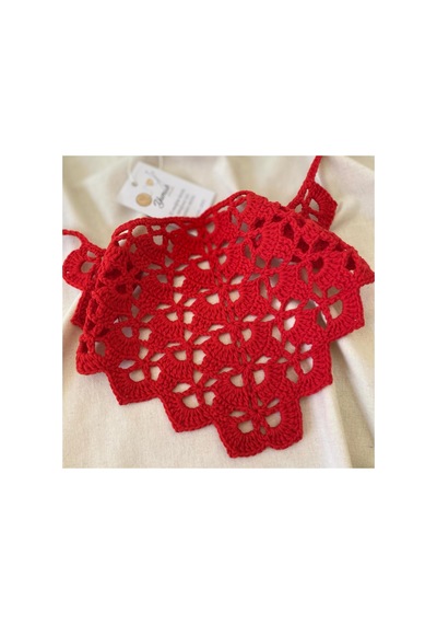 Kırmızı Renkli Bandana, El Örgüsü Bandana Kırmızı Kırmızı