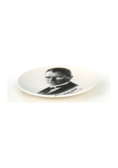 Keramika Atatürk Portre Hediyelik/dekoratif Tabak - 18241 Beyaz