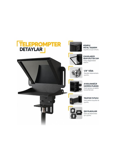 Pratic Teleprompter Tam Set Telefon Ve Kamera İçin Prompter, Bluetooth Kumanda Ve Telefon Tutucu