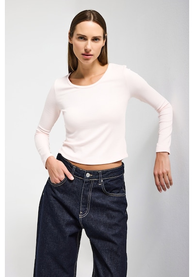 it's basic Kadın Toz Pembe W5 %100 Organik Pamuk Esnek Rahat Kesim Bluz
