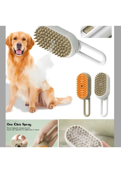 Mucit Home Buharlı Kedi & Köpek Yıkama Fırçası Tarağı Saplı Evcil Hayvan Fırçası Tüy Toplayıcı Tarak