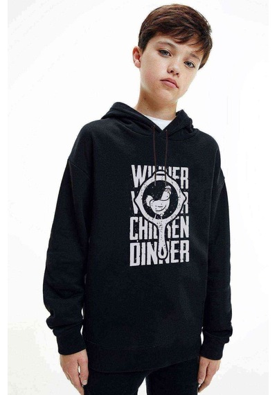 Tshirthane Pubg Winner Tava Tavuk Baskılı Unisex Çocuk Kapüşonlu Sweatshirt