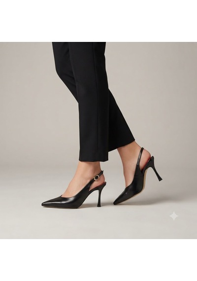 Kindep Park Moda Burnu Kapalı Topuklu 8 Cm Kadın Ayakkabı Siyah