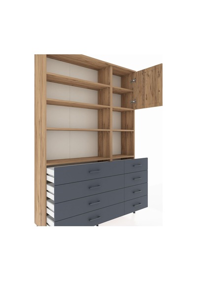 Arges Dolap 8 Raflı 8 Çekmeceli Tek Kapaklı 132x30x195 Çam-çam/antrasit Atlas Çam/antrasıt Arges Dolap 8 Raflı 8 Çekmeceli Tek Kapaklı 132x30x195 Çam-çam/antrasit Atlas Çam/antrasıt