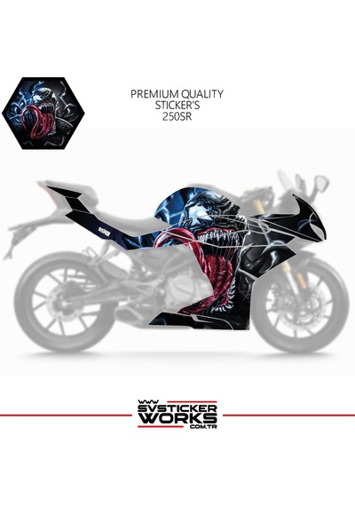Cfmoto 250sr Sticker Kaplama Venom Motor Kaplama Modeli Hazır Kit Siyah